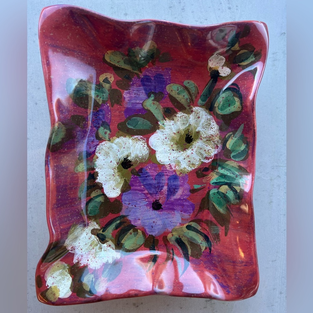 Set of  4 Vintage Floral Bellini PIU Plates Hand Painted in Italy
